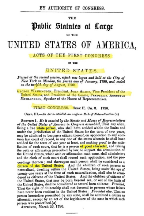 free white person 1st congress