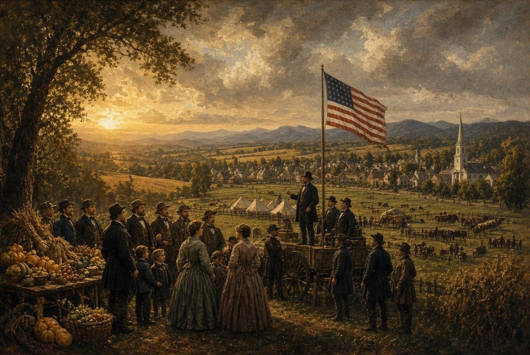 colonial times on hillside teaching children and adults